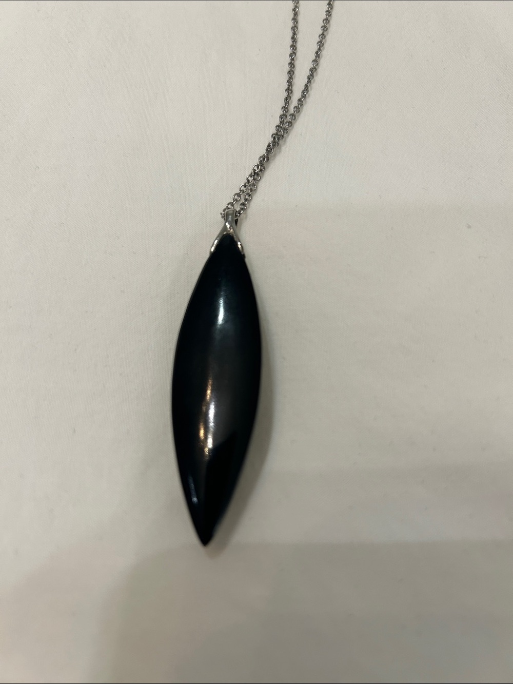 Alexis Bittar black lucite pendent necklace with crystals & silver accent chain - Picture 3 of 5